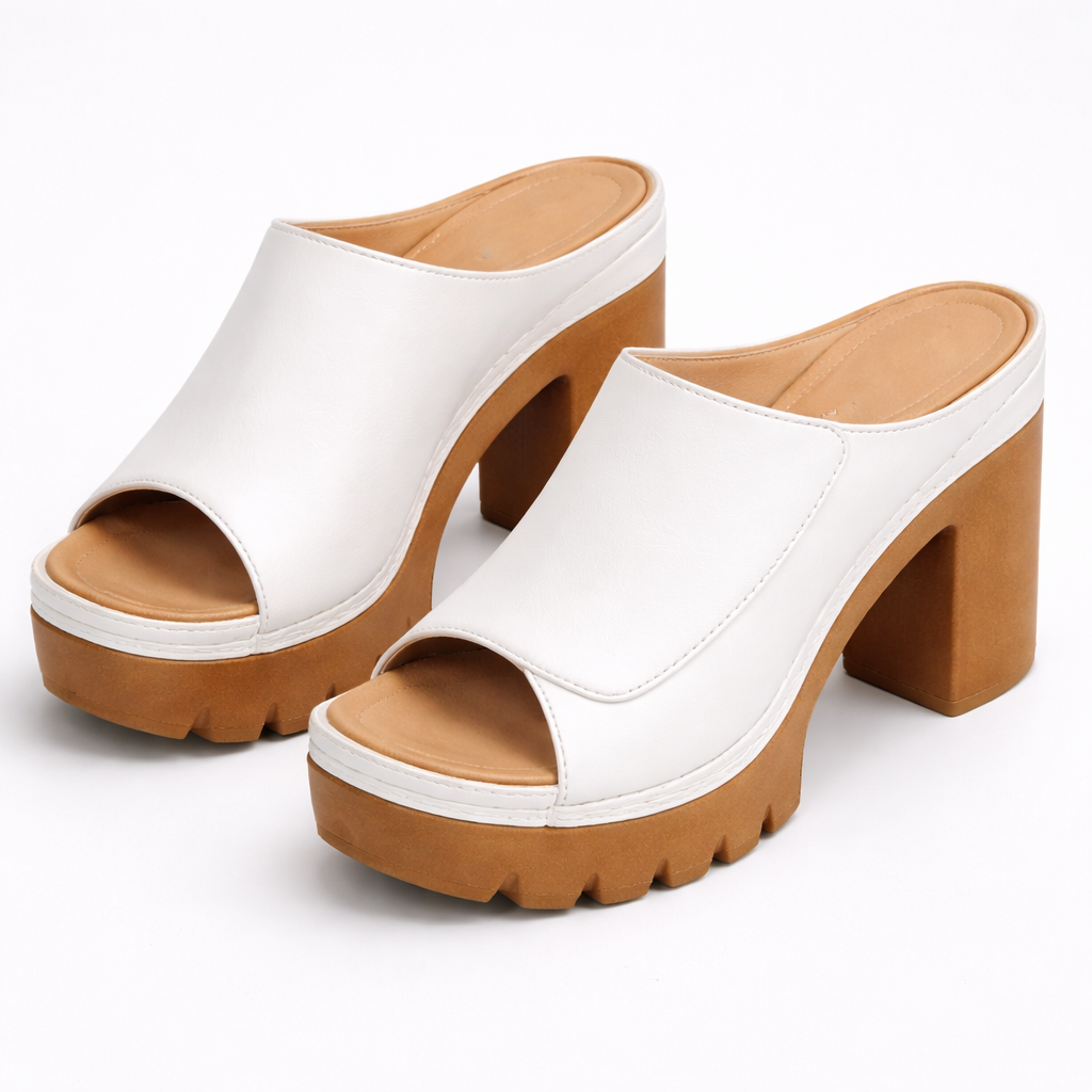 Marla | Leather Platform Block Heel Mule