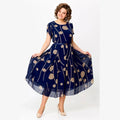 PETRA | NAVY POLKA DOT PRINT CHIFFON MIDI DRESS