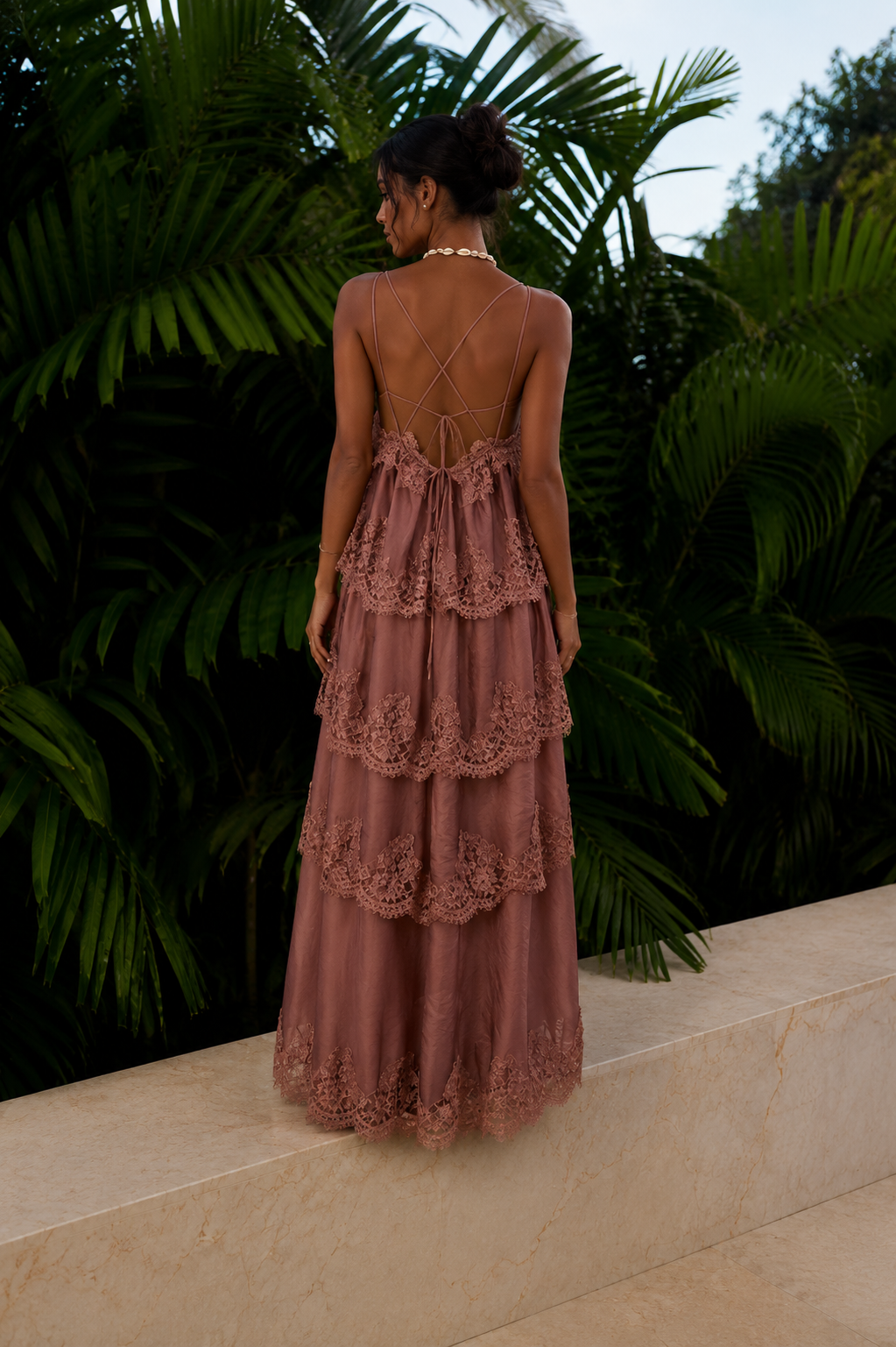 Adalina Tiered Lace Maxi Dress