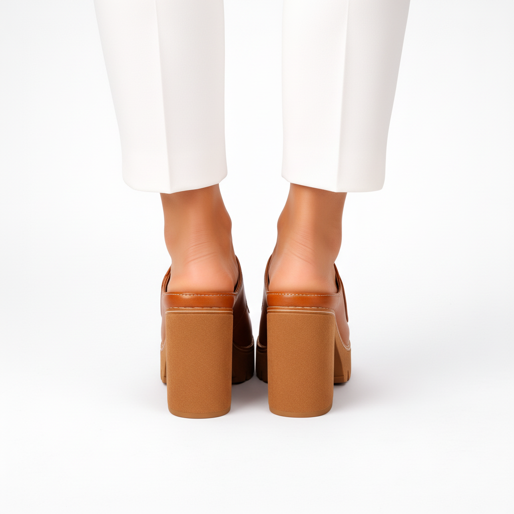 Marla | Leather Platform Block Heel Mule