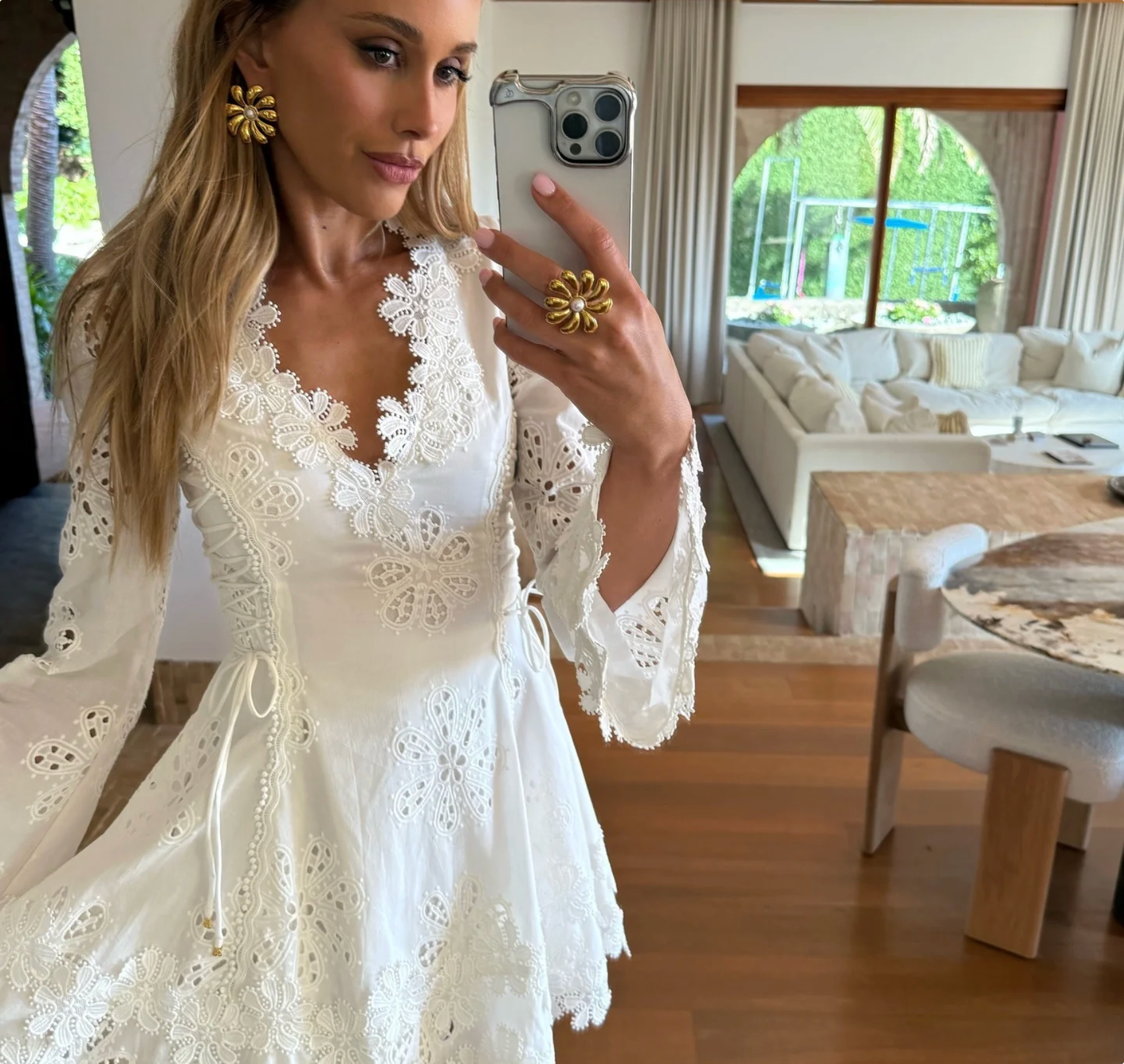 Eletra Broderie Lace Mini Dress