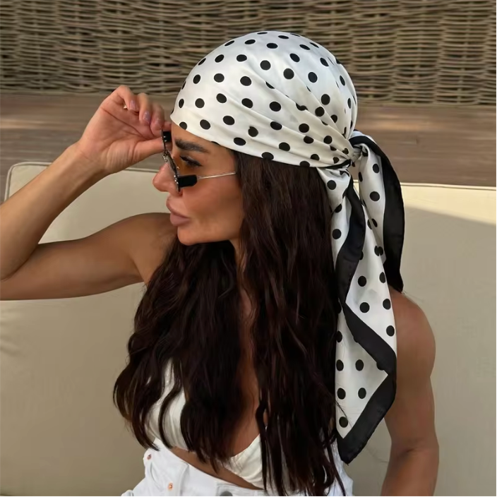 Polka Dot Satin Head Scarf