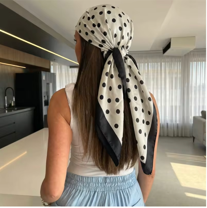 Polka Dot Satin Head Scarf