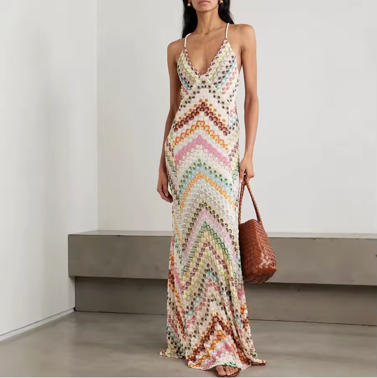Mosaic Crochet Maxi Dress