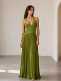 Sage Corset Halter Maxi Dress