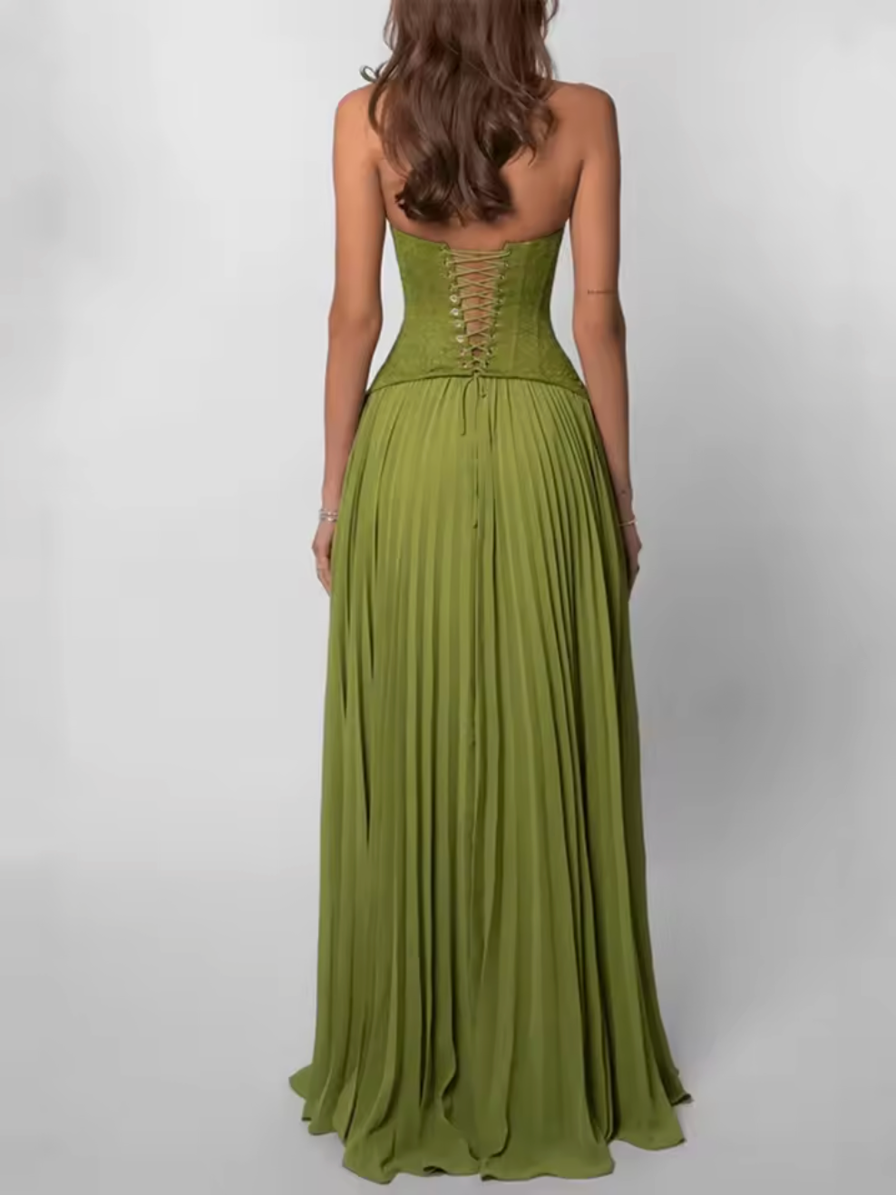 Sage Corset Halter Maxi Dress