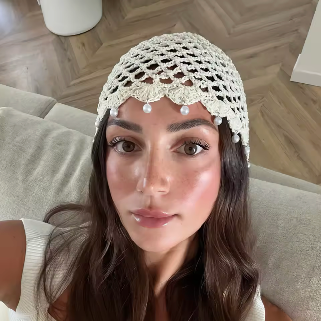 Pearl Crochet Hair Cap