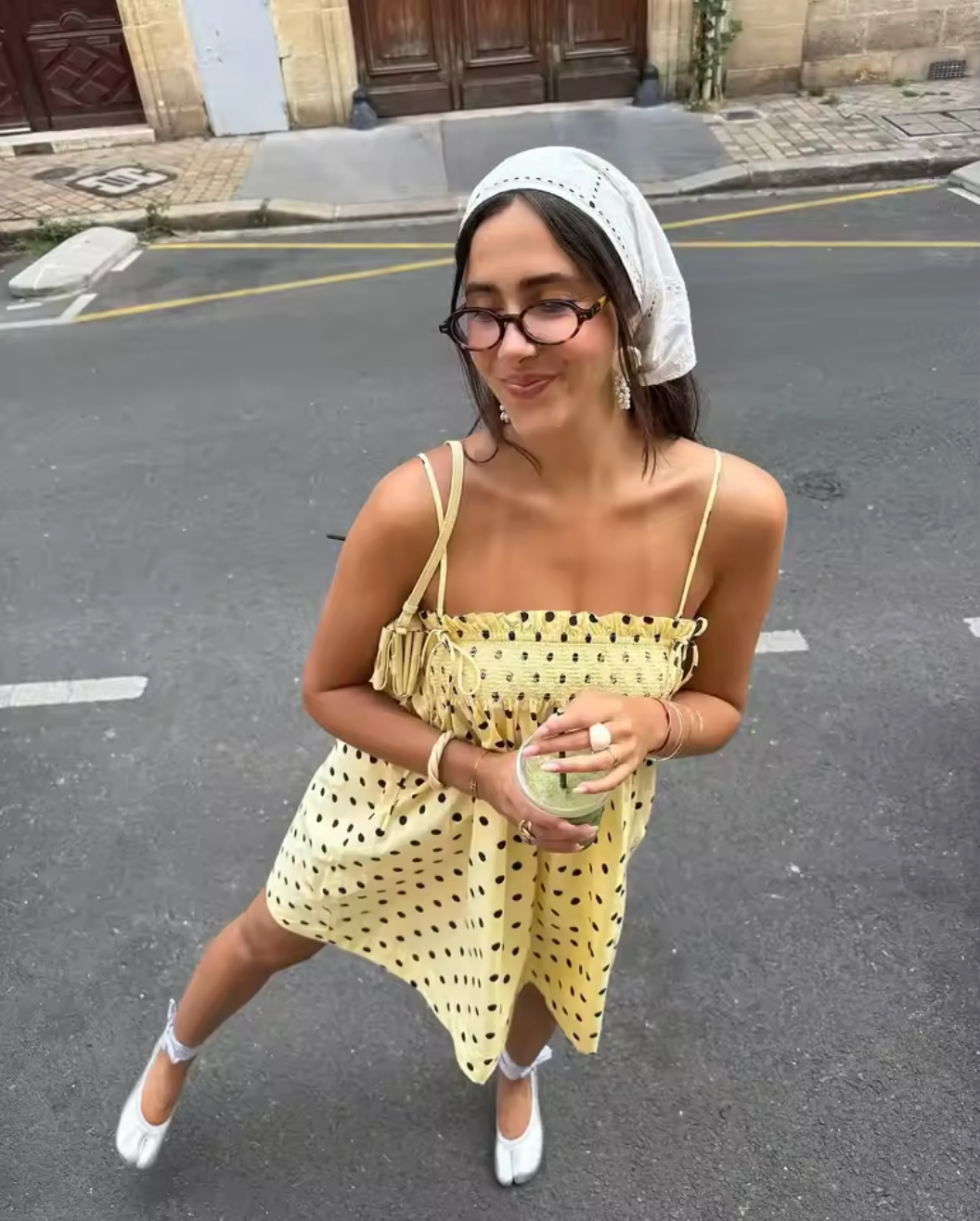 Celeste Polka Dot Skater Mini Dress