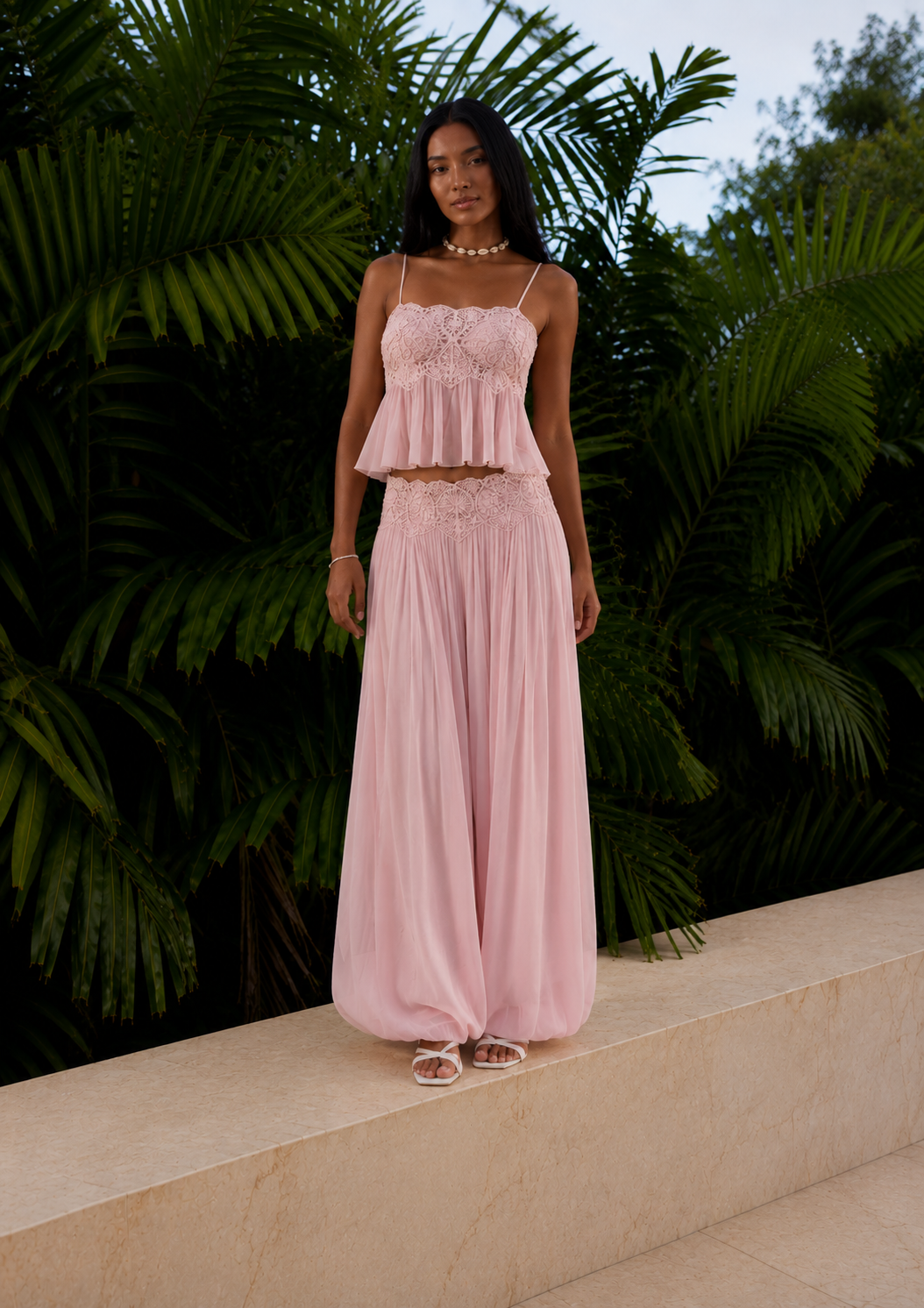 Marisela Blush Crochet Two-Piece Set
