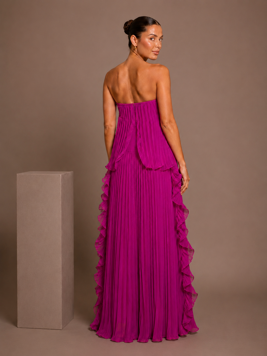 Rosemary Ruffle Trim Pleated Maxi Dress