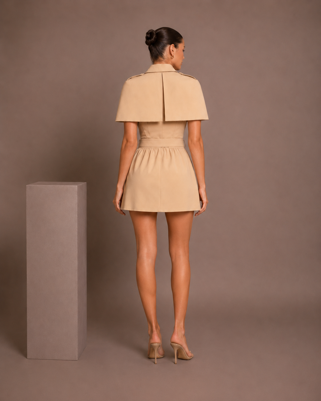 Sylvie Belted Cape Collar Dress