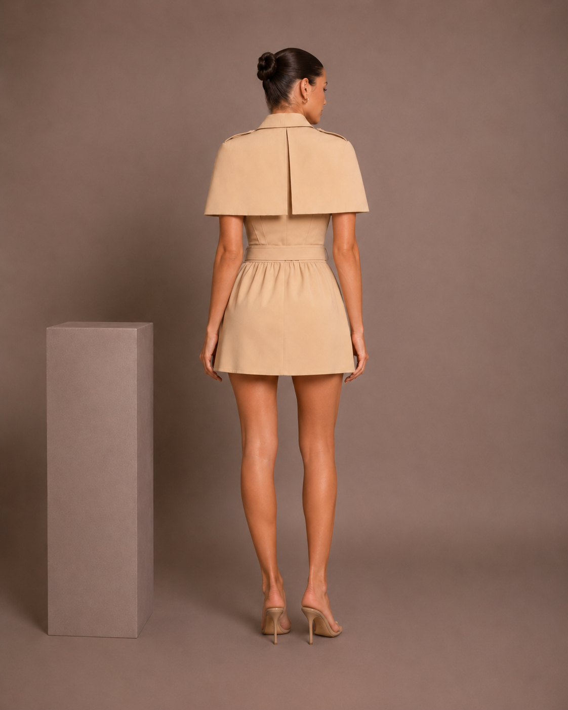 Sylvie Belted Cape Collar Dress