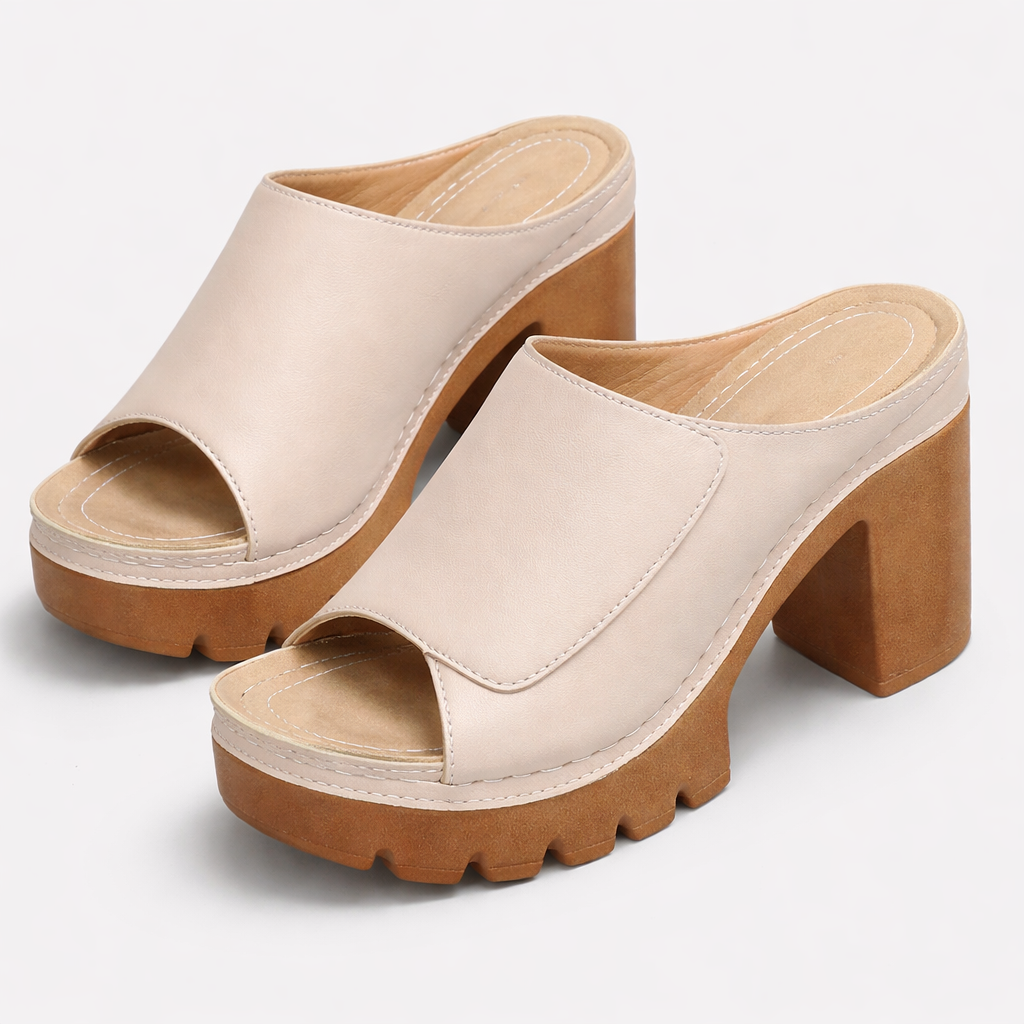 Marla | Leather Platform Block Heel Mule