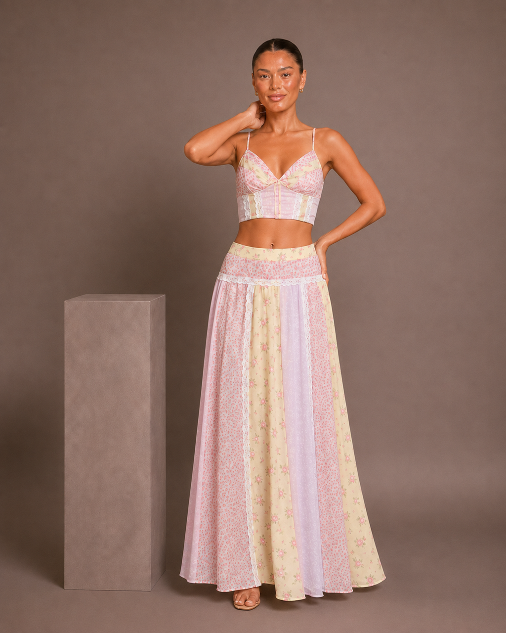 Ines Patchwork Floral Two-Piece Set