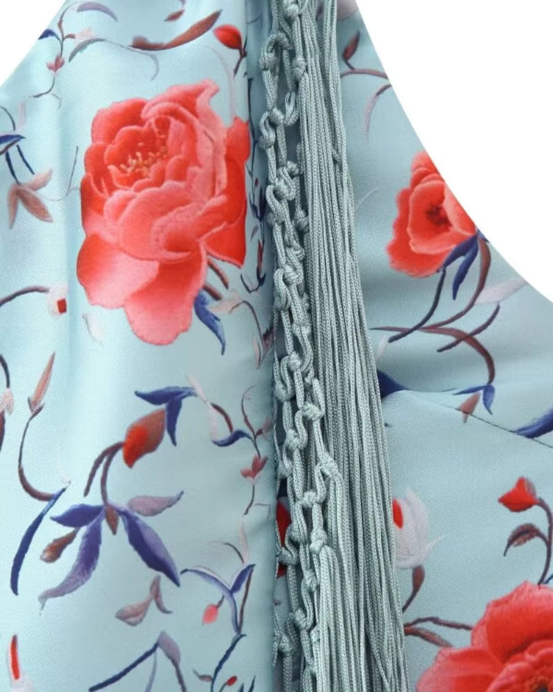 Kima Fringe Floral Maxi Dress