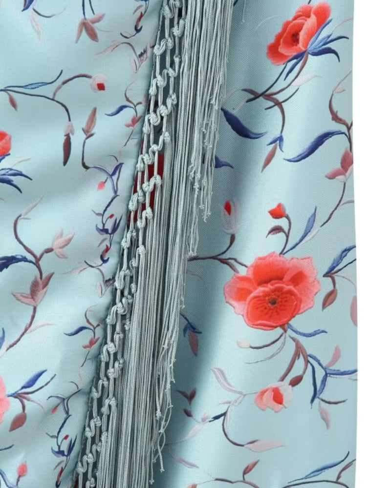 Kima Fringe Floral Maxi Dress