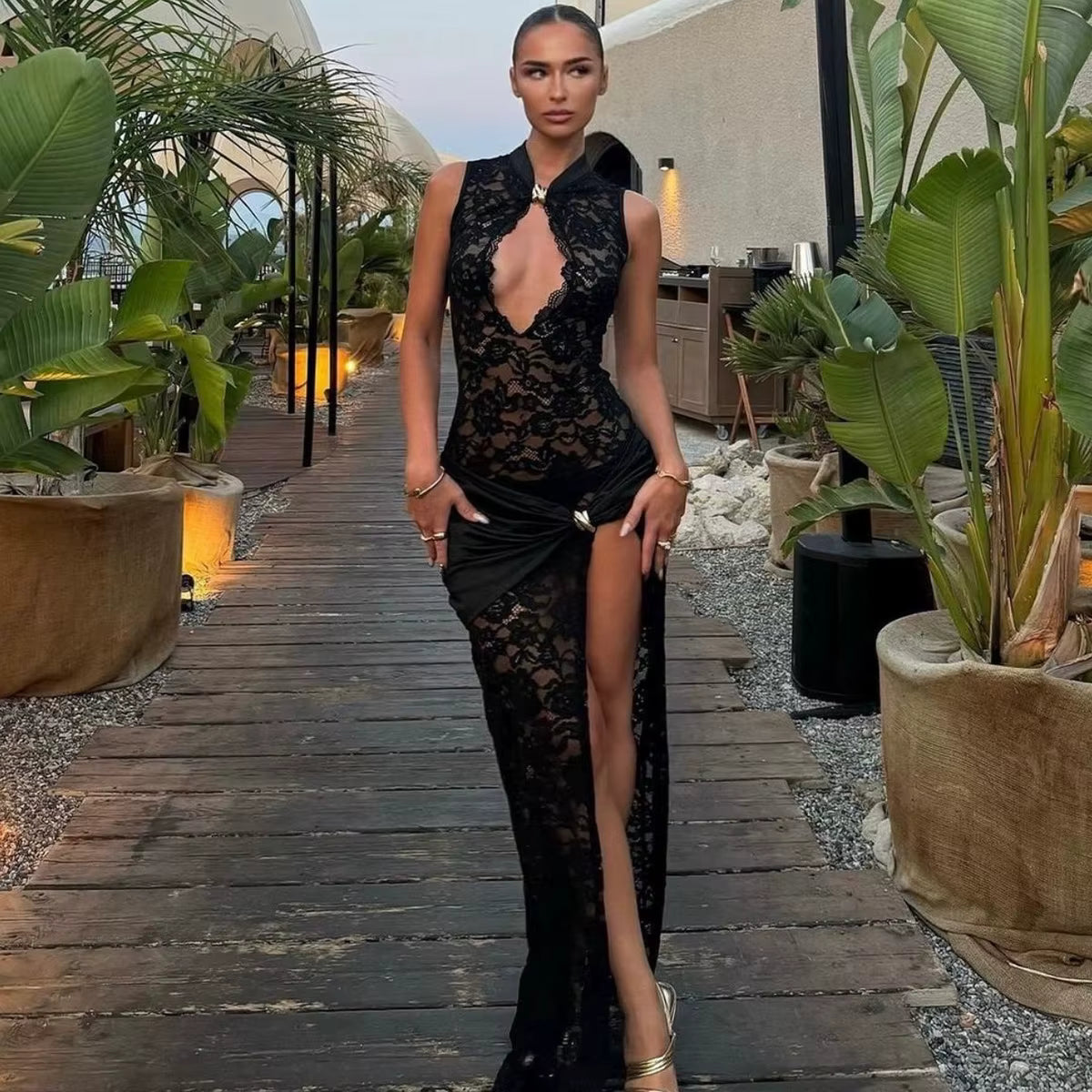 Selene Lace Cutout Maxi Dress