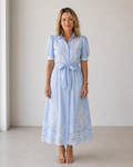 Marchesa Eyelet Midi Dress