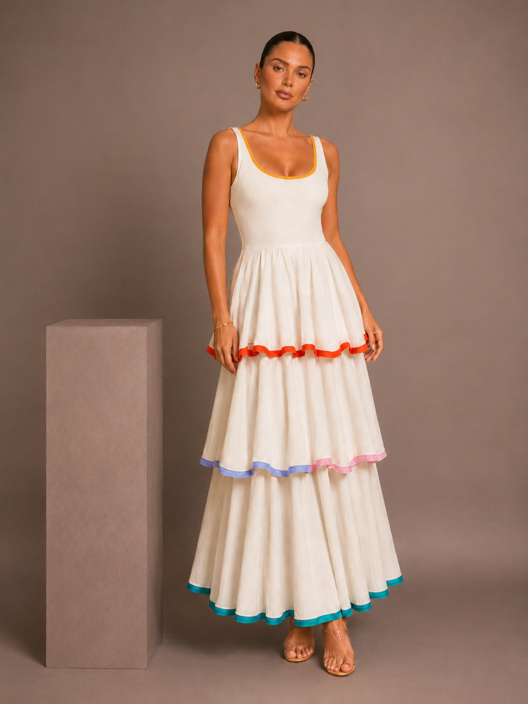 Nora Rainbow Contrast Maxi Dress