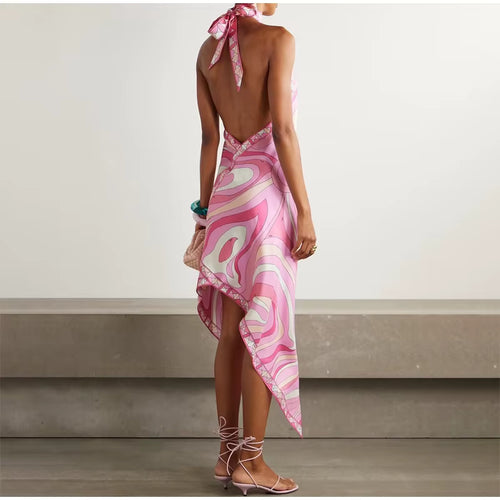 Blossom Marble Asymmetric Midi