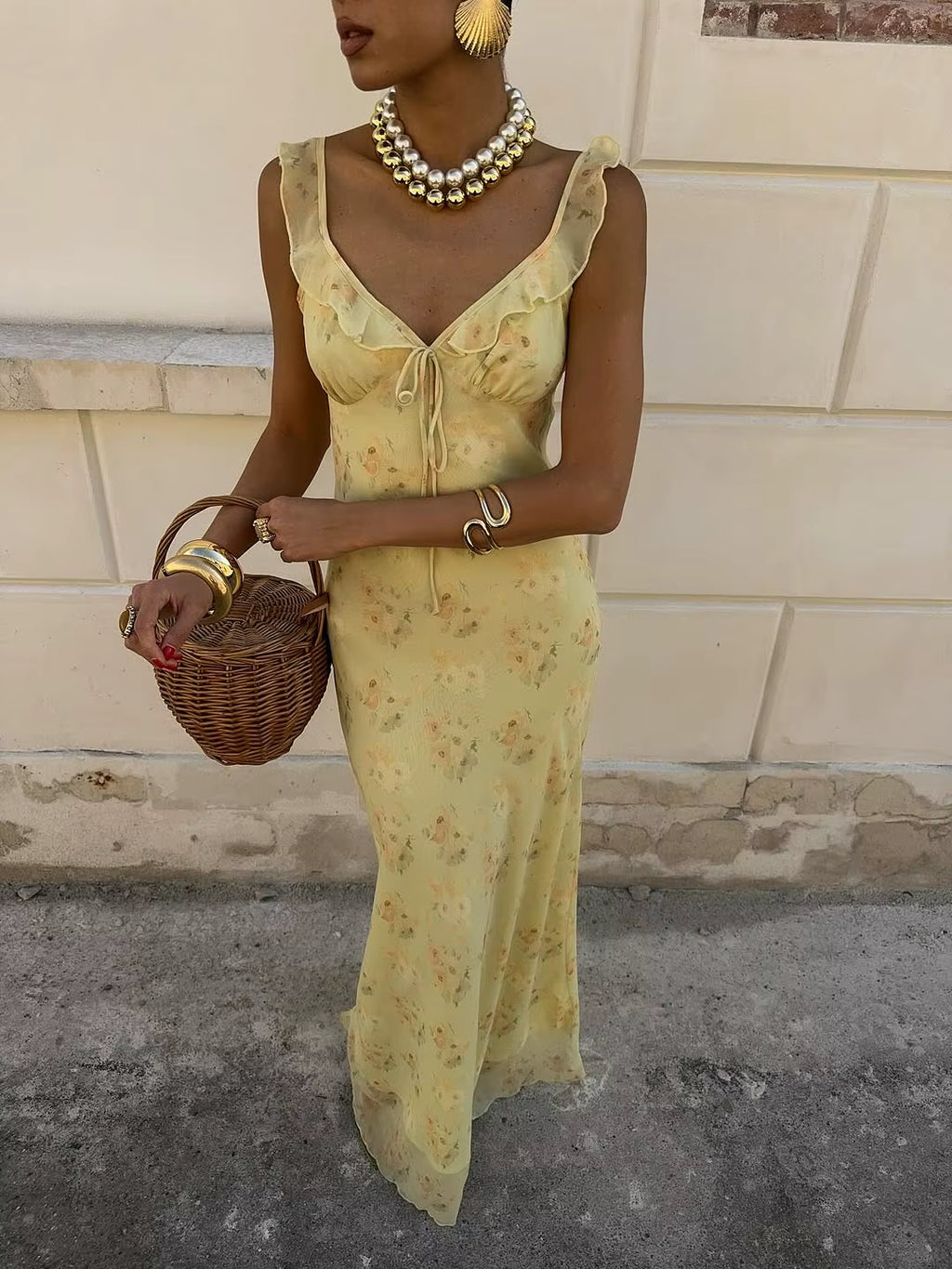 Fiamma Ruffle Floral Maxi Dress