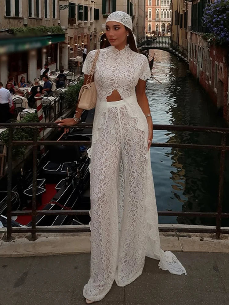 Daisy Lace Split Maxi Top