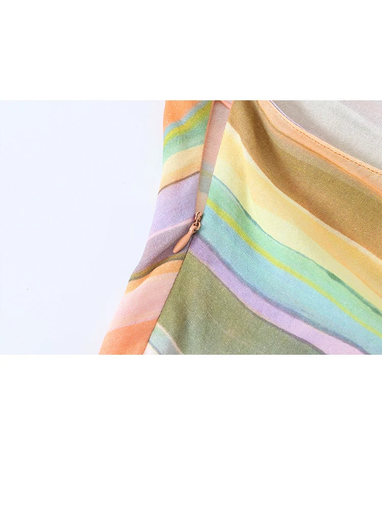 Elin Halter Neck Chevron Maxi Dress