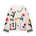 Lena Embroidered Contrast Button Cardigan
