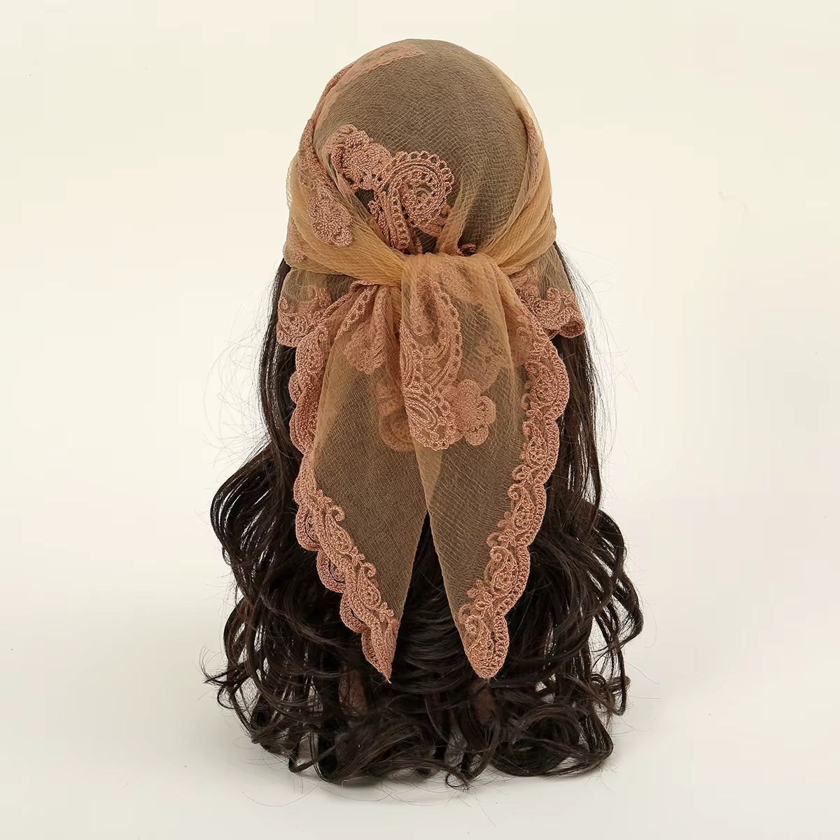 Embroidered Lace Head Scarf