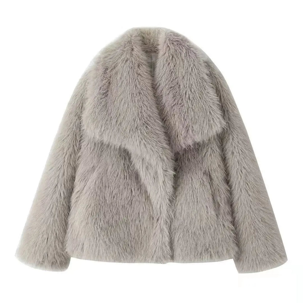 2025 New  Coat Stand Collar Eco-Friendly Fashionable Fake Leather Loose Fur Casual Style Women's Outerwear Winter Collection