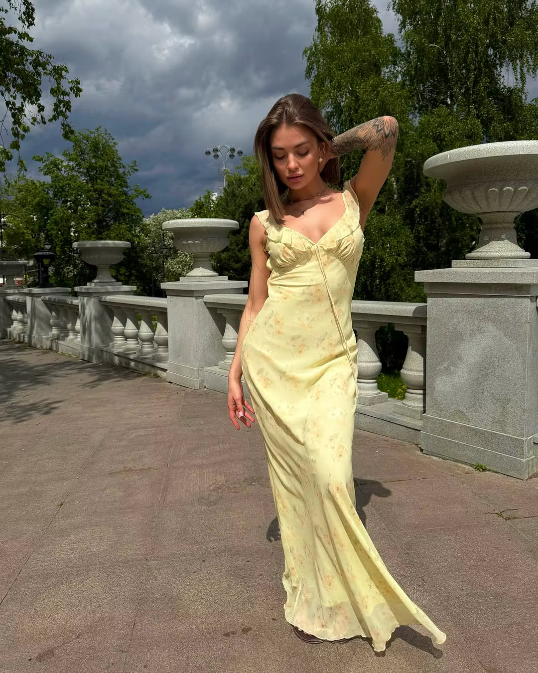 Fiamma Ruffle Floral Maxi Dress