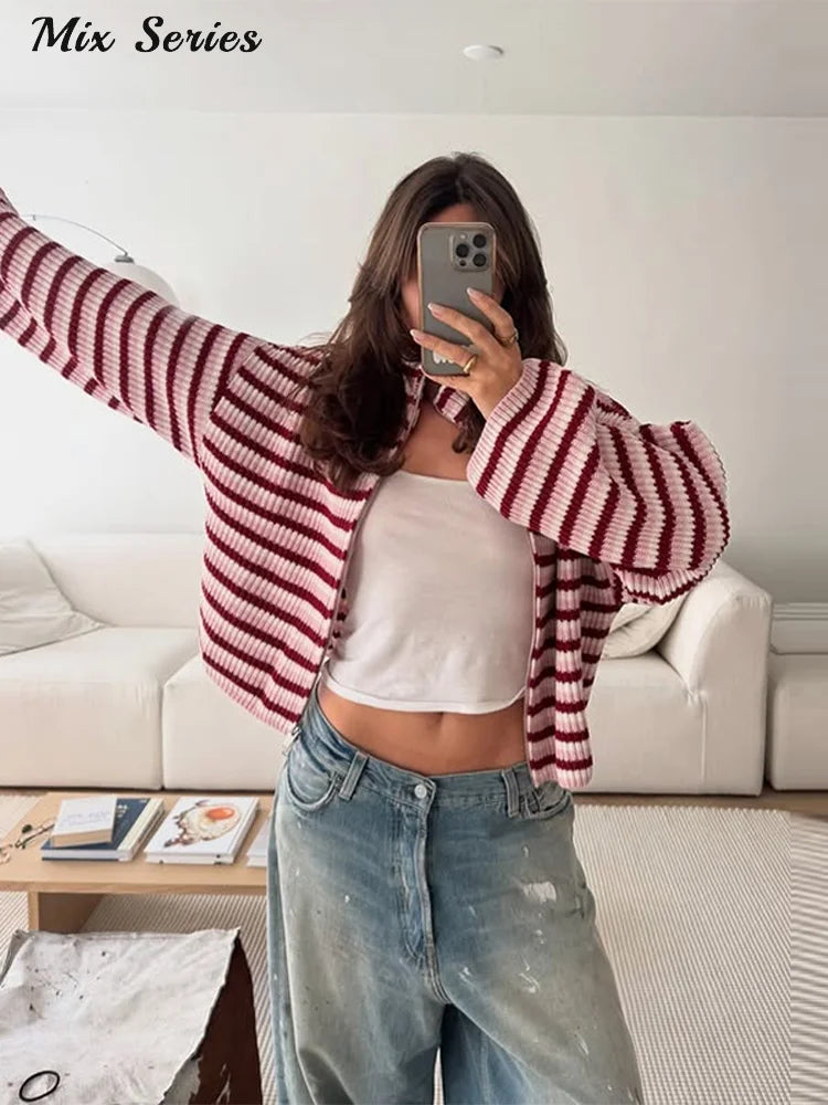 Casual Turtleneck Knitted Ribbed Sweater Women's Loose Full Sleeve Zippers Cardigan 2026 Autumn Winter Lady Minimalist Outerwear