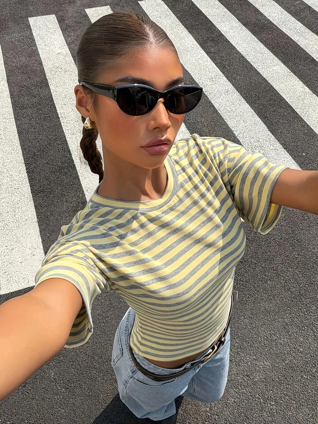 Stripe Waist-Cinching T-Shirt