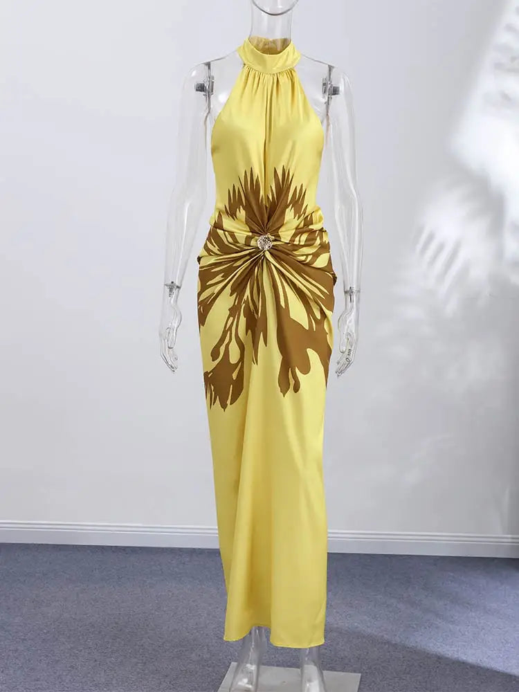 Printed Halter Maxi Dress