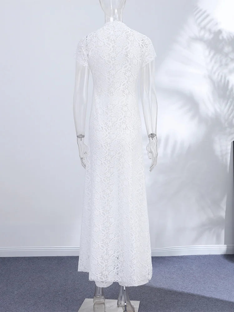 Daisy Lace Split Maxi Top