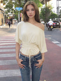 Half Sleeve Lace Up Slim T-Shirt