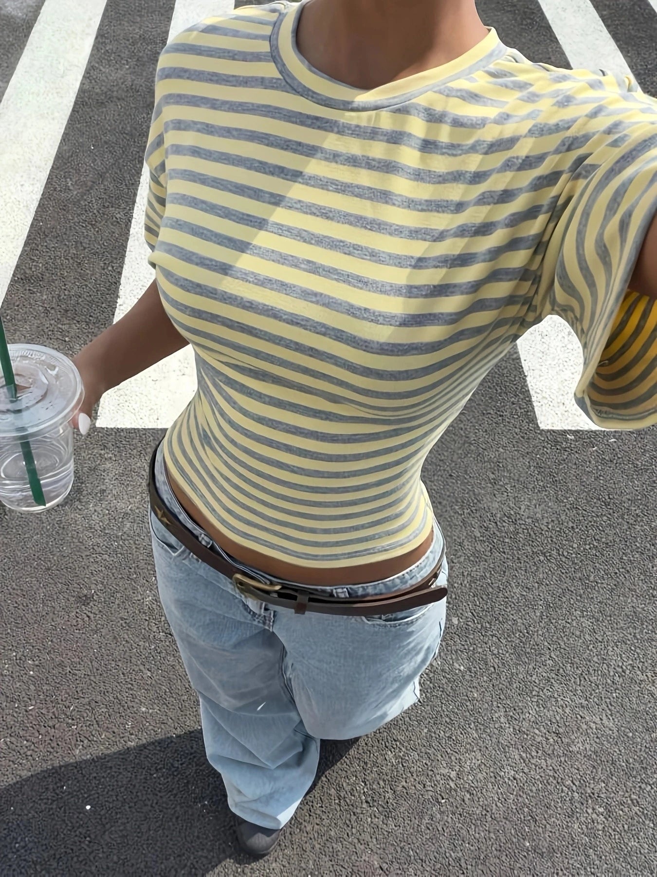 Stripe Waist-Cinching T-Shirt