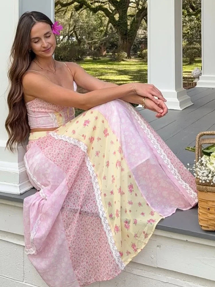 Ines Patchwork Floral Two-Piece Set