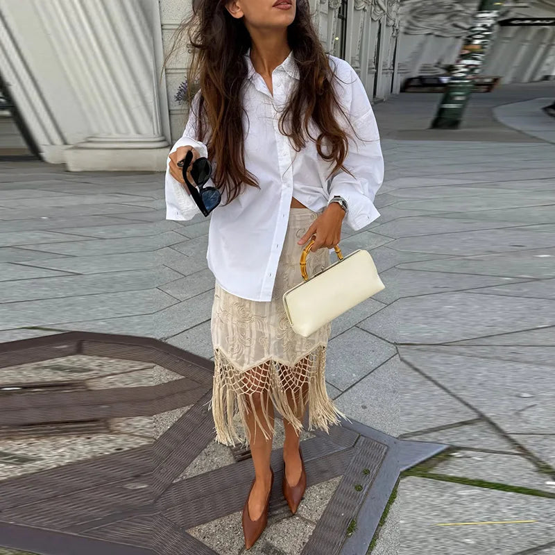 Retro Skirts Women's Floral Pattern Split Irregular High Waist Loose Skirt Fashion Chic 2026 Spring Summer New Date Wear Women