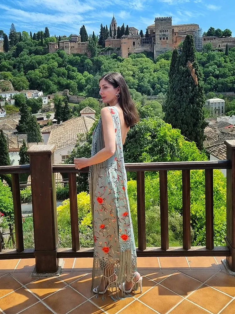 Kima Fringe Floral Maxi Dress