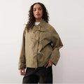 Stylish Cool Jackets Bow Tie Loose Lapel Pocket Coat Casual Vintage Women's Chic Versatile Outerwears Autumn Female Clothing