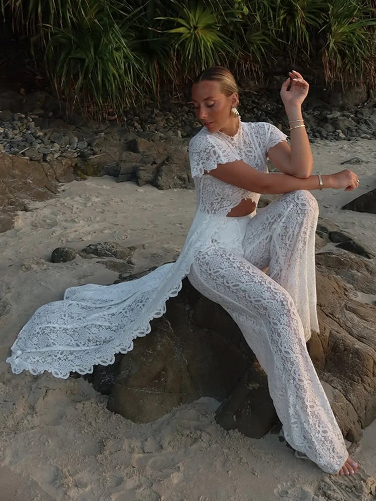 Daisy Lace Split Maxi Top