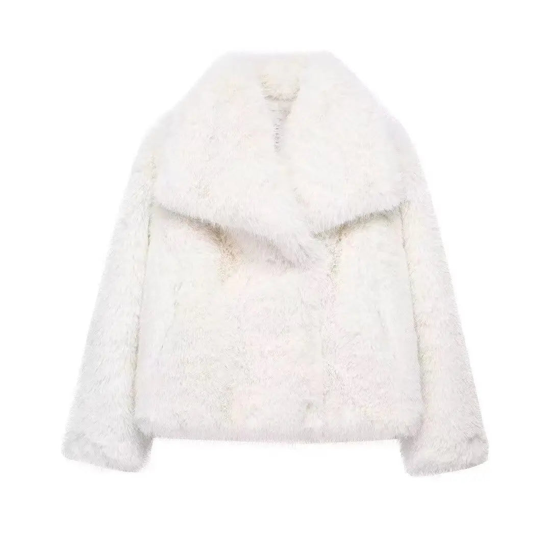 2025 New  Coat Stand Collar Eco-Friendly Fashionable Fake Leather Loose Fur Casual Style Women's Outerwear Winter Collection