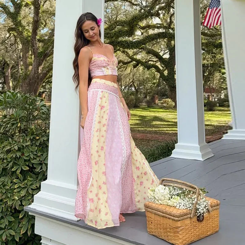 Ines Patchwork Floral Two-Piece Set