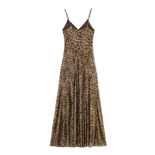 2026 Summer New Women's Dress Leopard Print Spaghetti Strap A-Line Midi Dress Sexy Fashion Wild Individual Style