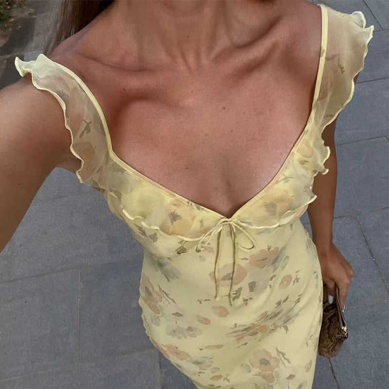 Fiamma Ruffle Floral Maxi Dress