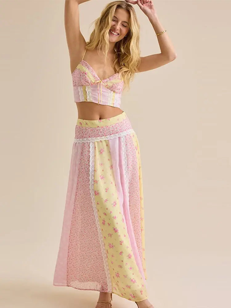 Ines Patchwork Floral Two-Piece Set