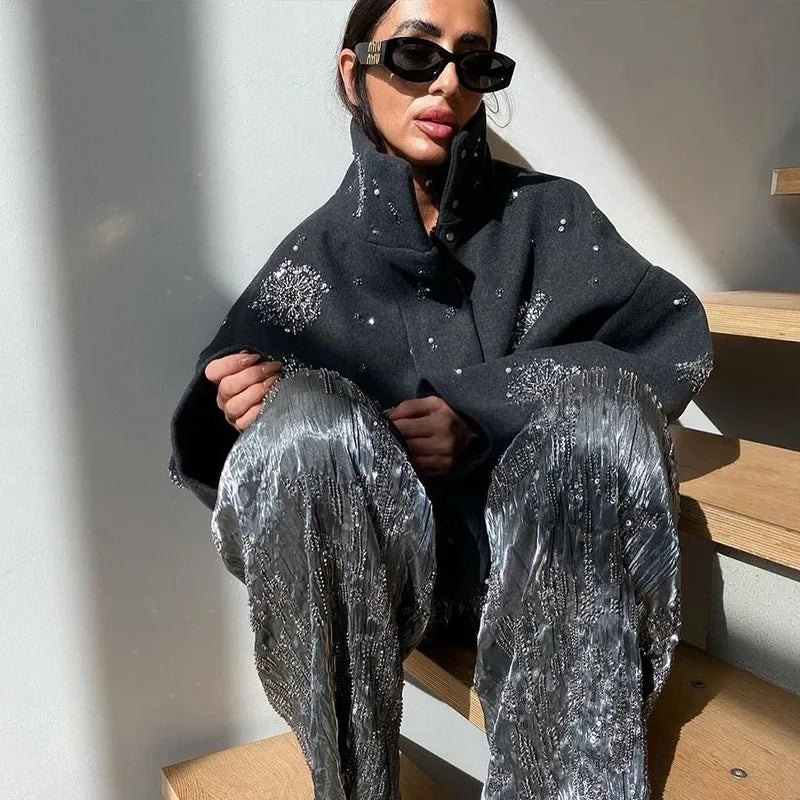 Sasha Sparkle Detail Funnel Neck Jacket