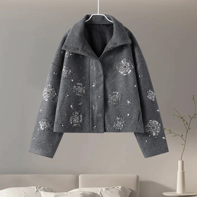 Sasha Sparkle Detail Funnel Neck Jacket