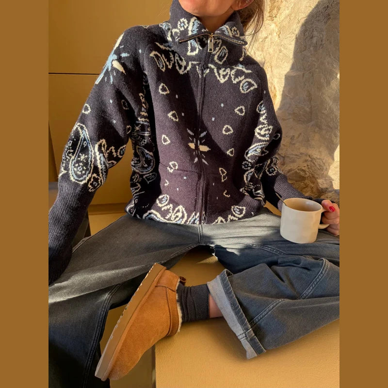 Nova Paisley Print Zip Jacket